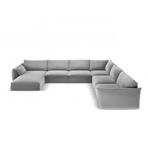 Micadoni Coltar panoramic dreapta 8 locuri, Kaelle, BL, 384x284x85 cm, catifea, gri
