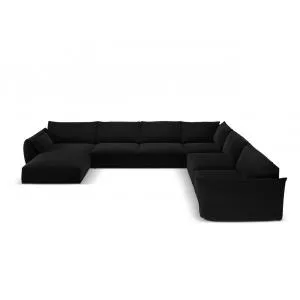 Micadoni Coltar panoramic dreapta 8 locuri, Kaelle, BL, 384x284x85 cm, catifea, negru