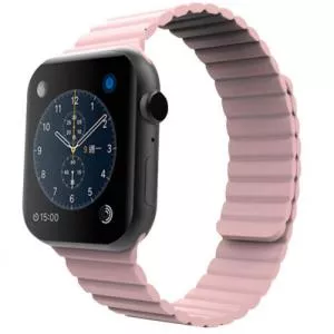 Iuni Curea compatibila cu Apple Watch 1/2/3/4/5/6/7, 44mm, Silicon Magnetic, Pink 516146_44