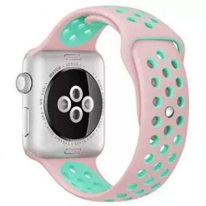 Iuni Curea compatibila cu Apple Watch 1/2/3/4/5/6/7, 44mm, Silicon Sport, Pink/Blue 503900_44