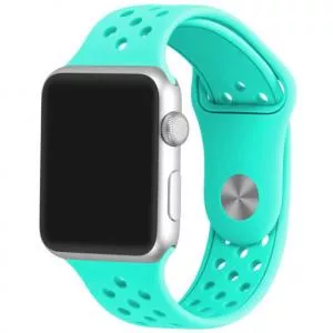 Iuni Curea compatibila cu Apple Watch 1/2/3/4/5/6/7, 44mm, Silicon Sport, Light Blue 503856_44