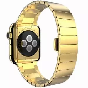 Iuni Curea compatibila cu Apple Watch 44mm, Link Bracelet, Otel Inoxidabil, Gold 507656_44