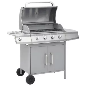 vidaXL Grătar pe gaz, zonă de gătit 4+1, argintiu 310109