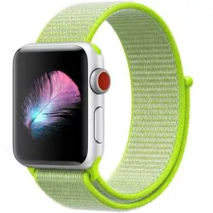 Iuni Curea compatibila cu Apple Watch 44mm, Nylon Sport, Woven Strap, Electric Green 507755_44