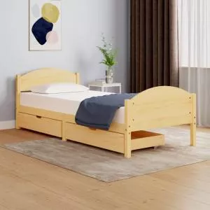 vidaXL Cadru de pat cu 2 sertare, 100x200 cm, lemn masiv de pin 3060375