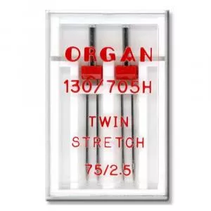 Organ Needle Ace duble 75/2.5, materiale elastice, finete 75, distanta intre ace 2.5mm