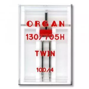 Organ Needle Ac dublu 100/4, materiale elastice, finete 100, distanta intre ace 4mm