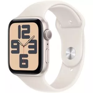 Apple Watch SE (2024) GPS 44mm Aluminium Starlight cu Starlight Sport Band - M/L