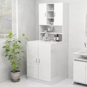 vidaXL Dulap mașina de spălat, alb extralucios 3082014