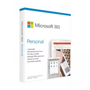 Microsoft 365 Personal Engleza 32-bit/x64, 1 An, 1 Utilizator, Medialess Retail