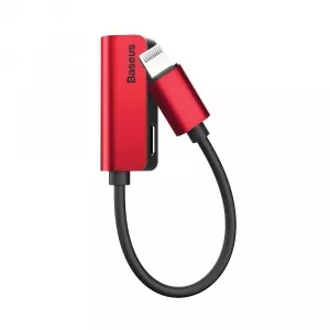 Baseus Adaptor Lightning la Lightning si Jack 3.5mm L32 Red