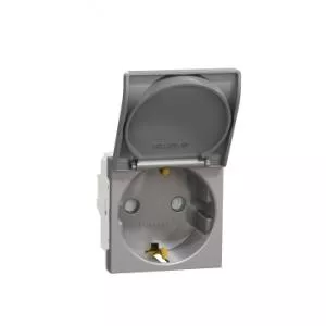 Schneider Electric Priza schuko cu capac 2M Noua Unica aluminiu NU303730TA