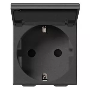 Vimar Priza schuko standard german cu capac 2M Neve carbon matt 09208.C.CM