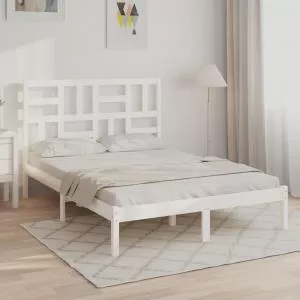 vidaXL Cadru de pat, alb, 120x200 cm, lemn masiv 3105946