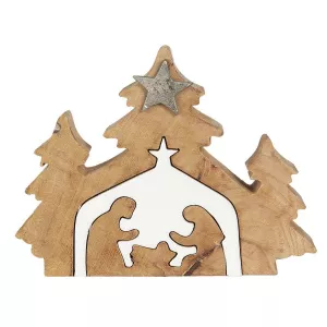 Clayre & Eef Figurine religioase din lemn natur si metal 23 cm x 3 cm x 17 h