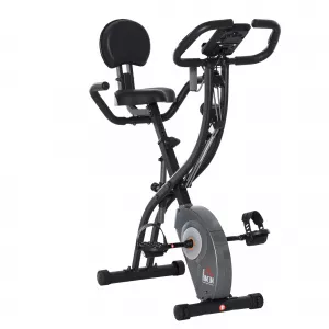 HomCom Bicicleta pliabila cu spatar, afisaj LCD si benzi elastice gri A90-228