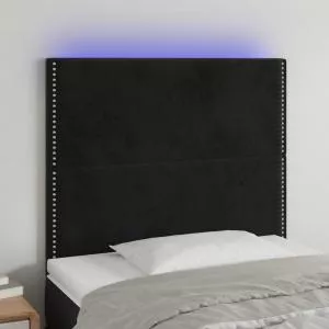 vidaXL Tăblie de pat cu LED, negru, 80x5x118/128 cm, catifea 3122316