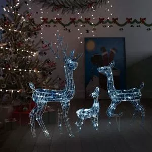 vidaXL Decorațiune de Crăciun familie reni 300 LED-uri alb rece acril 329794