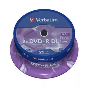 Verbatim DVD+R Double Layer 8x Matt Silver 25pk Spindle (43757)