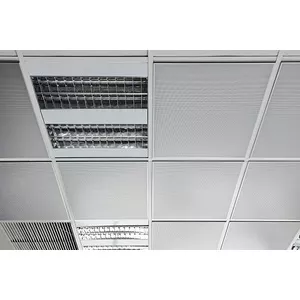 PROMETAL Tavan casetat metalic perforat cu structura la vedere D222 Alb
