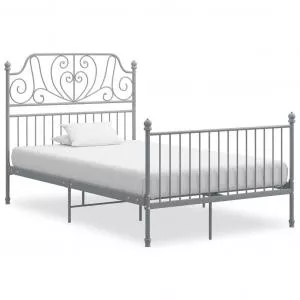 vidaXL Cadru de pat, gri, 120x200 cm, metal și placaj 324849