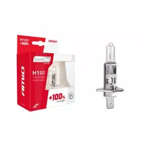 AMiO Set 2 becuri auto cu halogen, H1, 55 W, filtru UV AM01401