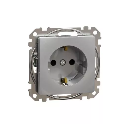 Schneider Electric Priza simpla schuko cu protectie copii Sedna aluminiu SDD113021