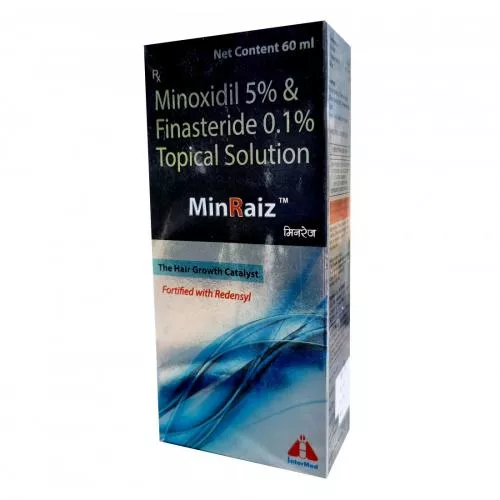 InterMed Solutie, MinRaiz, impotriva Caderii Parului, Minoxidil 5% si Finasteride 0.1%, Pipeta si Pulverizator, 60ml