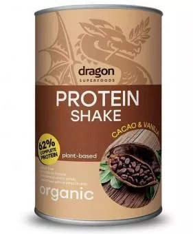 Dragon Superfoods Shake proteic cacao si vanilie bio 500g - 62% proteine