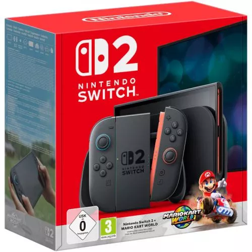 Nintendo Switch 2 Light Blue/Light Red JoyCon Mario Kart World Bundle