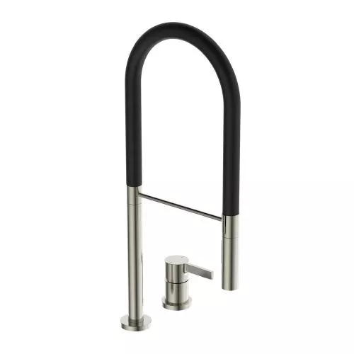Ideal Standard Baterie bucatarie cu pipa flexibila Gusto 142 argintiu - negru semi-profesionala
