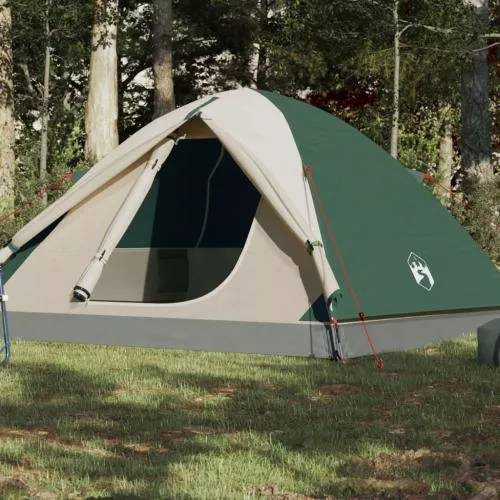 vidaXL Cort de camping 3 persoane verde, 240x217x120 cm, tafta 190t 94409