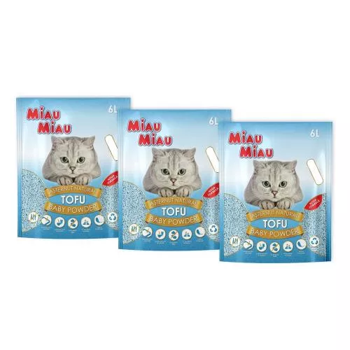 Miau-Miau Nisip Pisici Tofu Baby Powder 3x6L