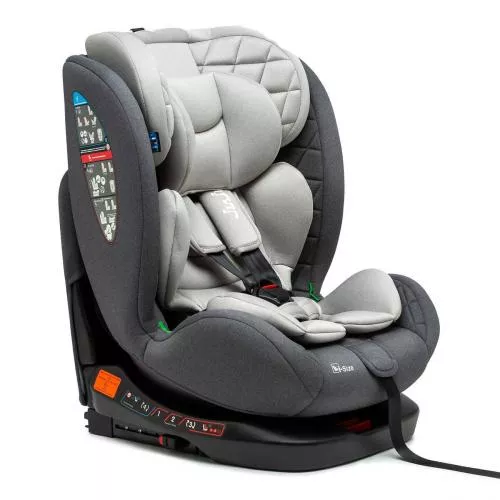 Juju Scaun Auto pentru bebelusi si copii Total 360 i-Size, 40-150 cm, 0-12 ani, ISOFIX cu Top Tether, rotativ 360 grade, pozitie de somn, spatar reglabil in 4 pozitii, tetiera reglabila, husa detasabila si lavabila, Gri