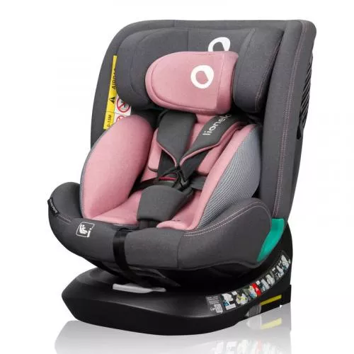 Lionelo Scaun auto, Bastiaan One i-Size, 4 in 1, Protectie laterala, Cu spatar inclinabil in 4 pozitii, Cu tetiera reglabila in 13 pozitii, Rotire 360 grade, Top Tether, 0-36 Kg, 40-150 cm, Cu Isofix, Conform cu ECE R129, Roz