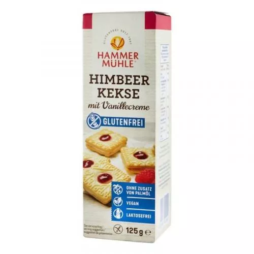 Hammer Muhle Biscuiti fara Gluten, cu Zmeura si Crema de Vanilie, 125 g