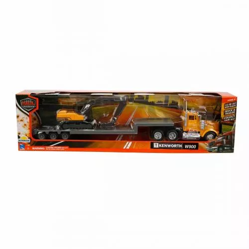 NewRay Camion transportator cu excavator, Kenworth W900, 1:43