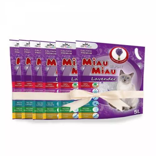 Miau-Miau Pachet Economic Nisip Pisici Lavanda Silicat 6x5L
