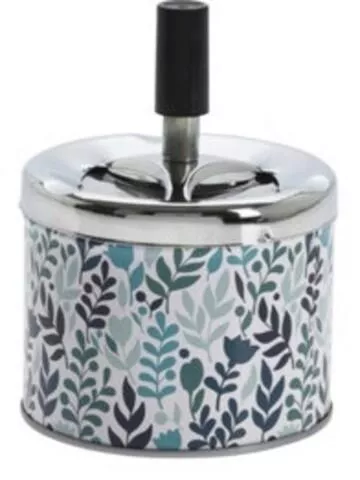 Excellent Houseware Scrumiera Green Leaf, 9x12 cm, metal, verde/alb