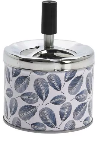 Excellent Houseware Scrumiera Black Leaf, 9x12 cm, metal, negru/alb