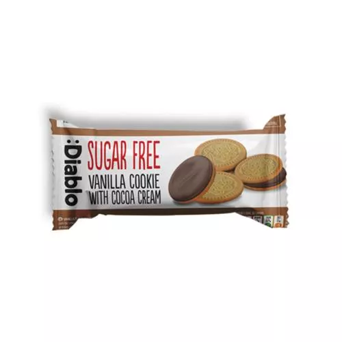 Diablo Biscuiti cu vanilie fara zahar cu umplutura de ciocolata, 44g