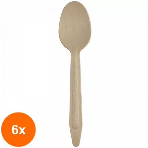 Biodeck Set 6 x Linguri Biodegradabile, Compostabile, Lemn, Cutie, 16.5 cm, 12 buc