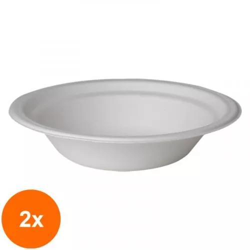 Biodeck Set 2 x 50 Boluri Biodegradabile, Compostabile, Albe, 350 ml